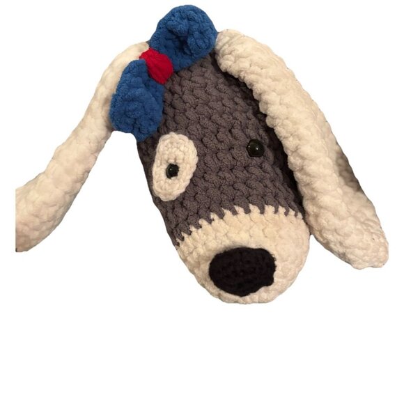 Knitted Weine Dog Neck Pillow Whimsical Travel Hand Crafted Deco Art Animal Love - Picture 4 of 6